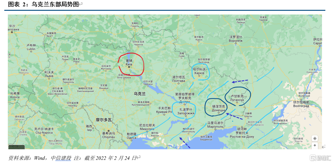 如图2所示,当前地缘压力的焦点,为以卢甘斯克,顿涅茨克为代表的