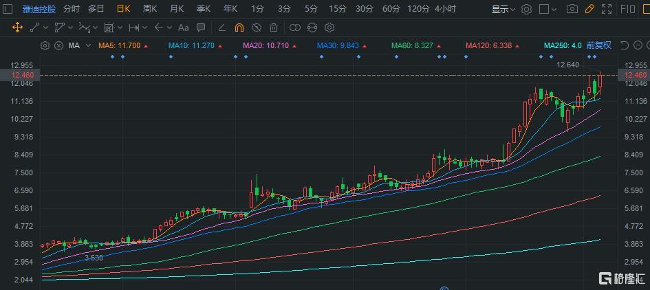 雅迪控股(1585.hk)涨近8% 连涨9个月 股价再创历史新高